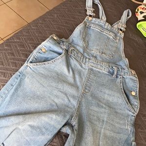 Flare cropped overalls